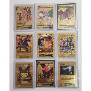 Pokemon Gold Fan Art Trading Cards Lot Of 9 NM In Top Loaders